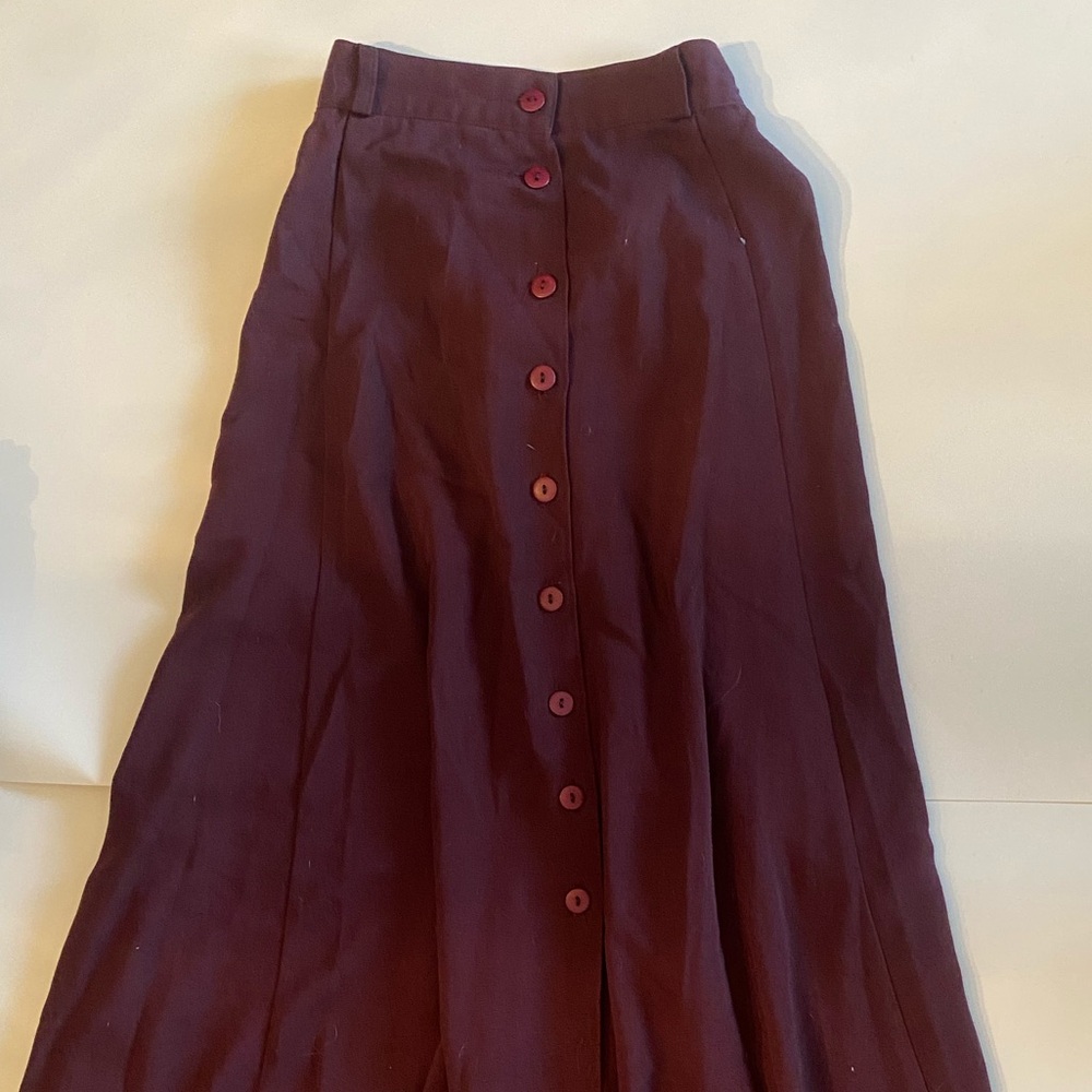 Cleo Burgundy Button-Down Maxi Skirt
